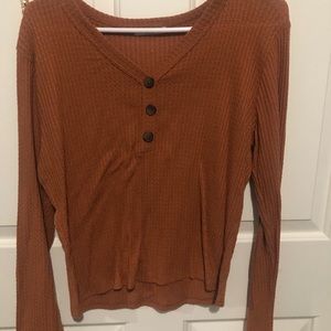 Orange Brown Button Up Long Sleeve